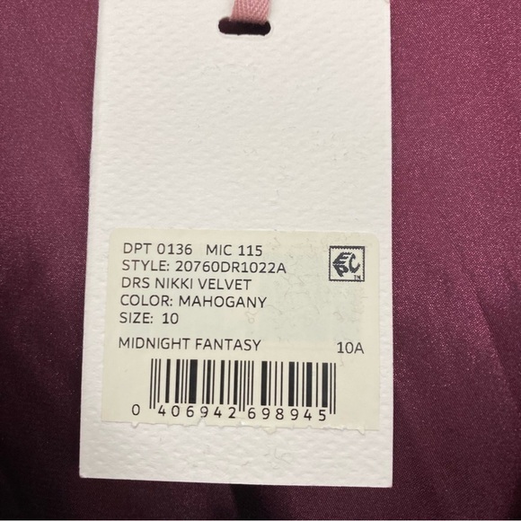 Alex Marie Long Sleeve Solid Mahogany Red Velvet Ruched Faux Wrap Dress V Neck - Picture 10 of 12